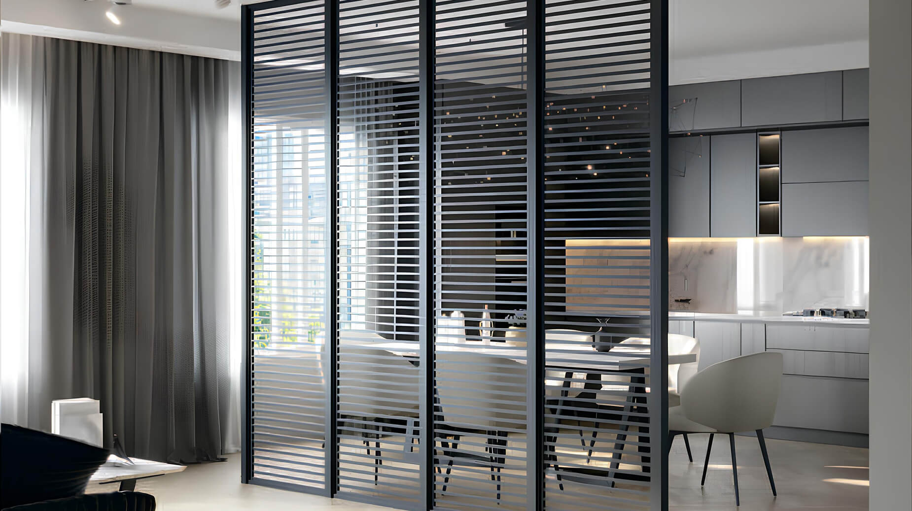 Воздушный интерьер с алюминиевыми системами Proxima